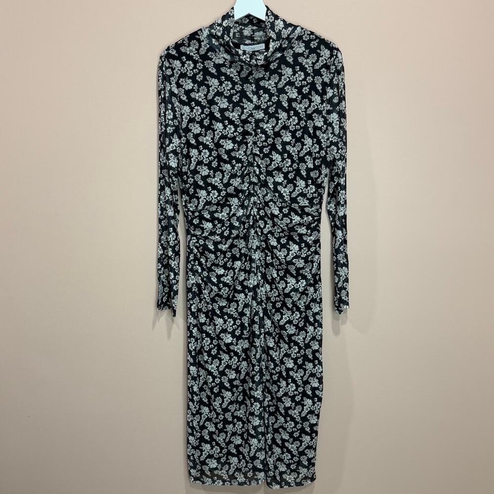 12 Thompson Floral Ruched Mock Neck Bodycon Dress